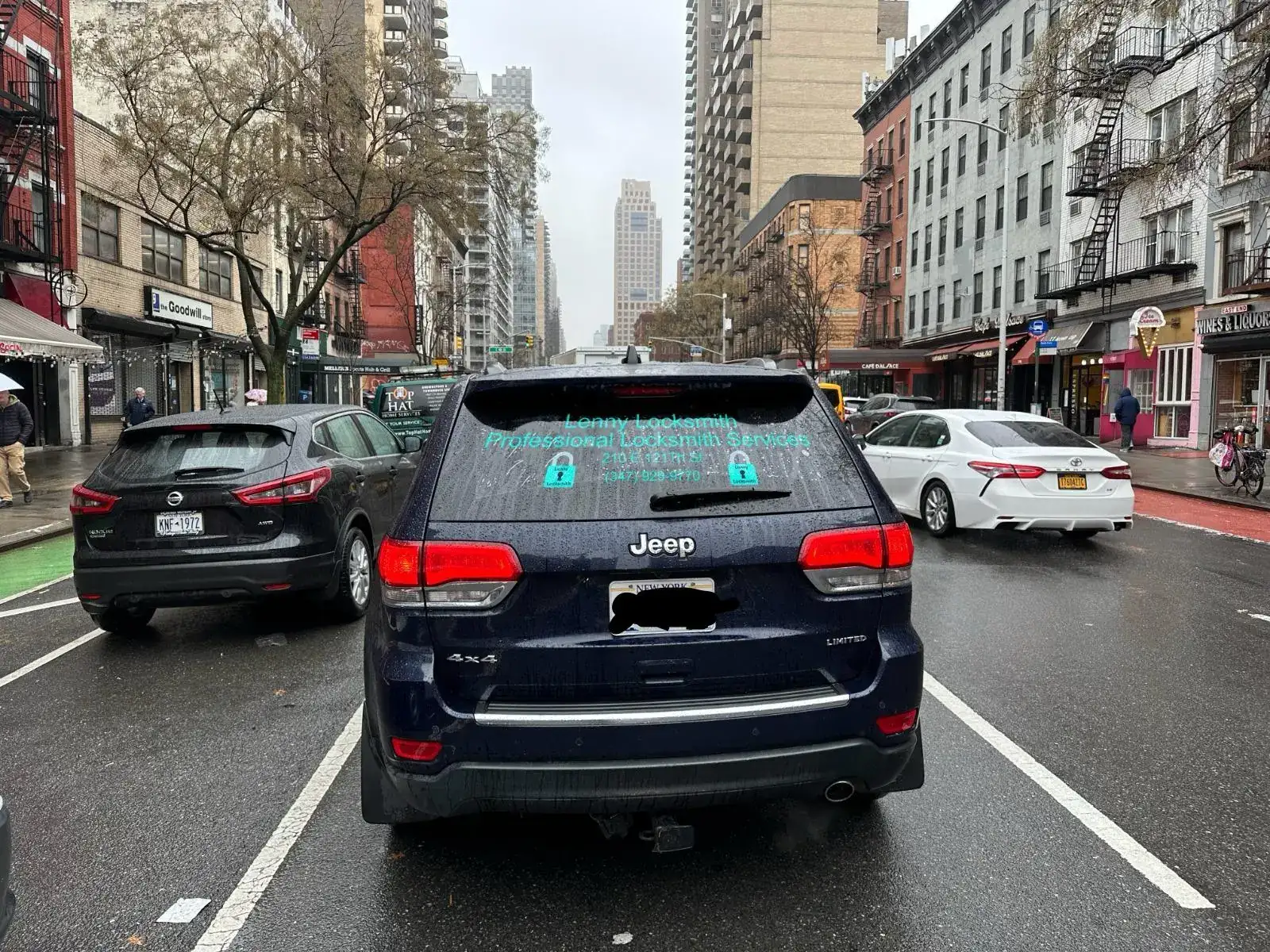 Lenny Locksmith mobile unit — rear view in Manhattan traffic