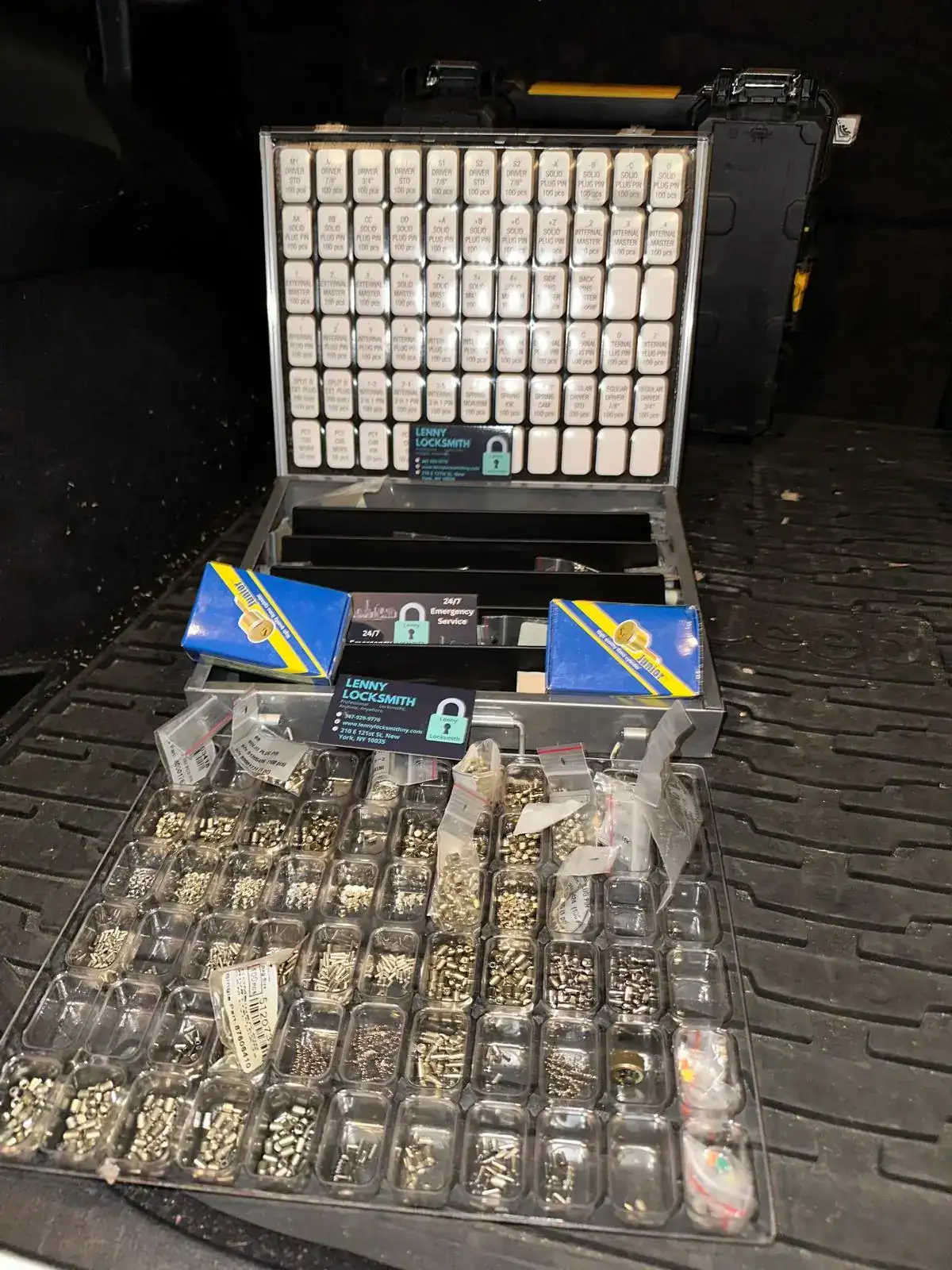 Lenny Locksmith professional pin kit - hundreds of lock pins organized in aluminum case