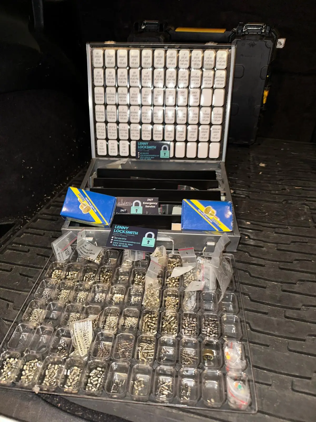 Lenny Locksmith professional pin kit - hundreds of lock pins organized in aluminum case